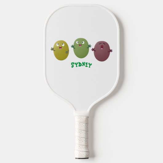 Kute happy olives die cartoon zingen pickleball paddle (Voorkant)
