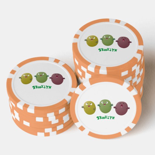 Kute happy olives die cartoon zingen poker chips (Opstapeling)