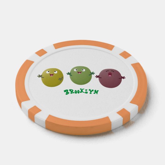 Kute happy olives die cartoon zingen poker chips (Enkel)