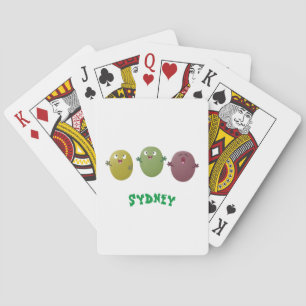 Kute happy olives die cartoon zingen pokerkaarten