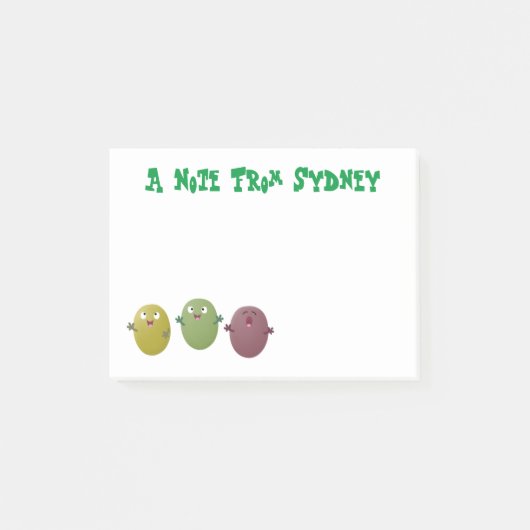 Kute happy olives die cartoon zingen post-it® notes (Voorkant)