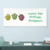 Kute happy olives die cartoon zingen spandoek (Beurs)