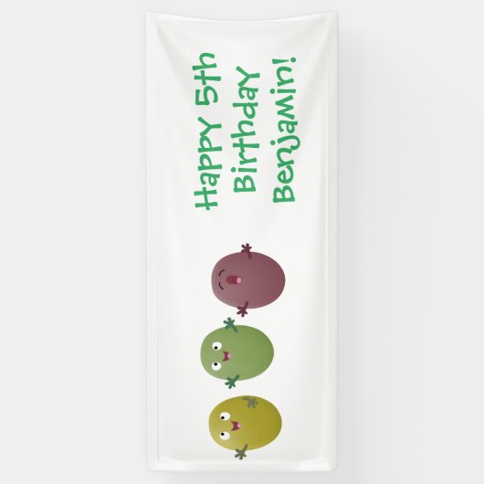 Kute happy olives die cartoon zingen spandoek (Verticaal)