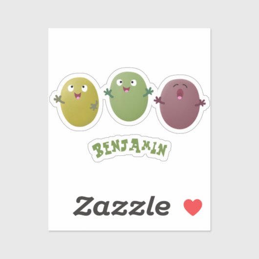 Kute happy olives die cartoon zingen sticker (Vel)