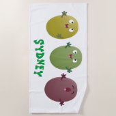 Kute happy olives die cartoon zingen strandlaken (Voorkant)