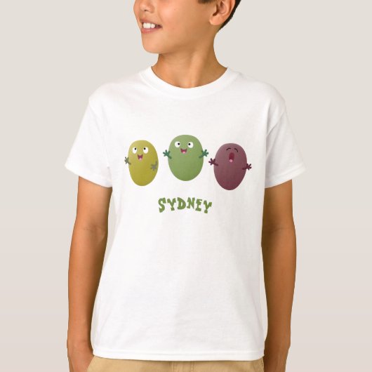 Kute happy olives die cartoon zingen t-shirt (Voorkant)