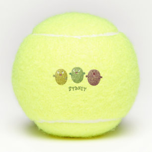 Kute happy olives die cartoon zingen tennisballen