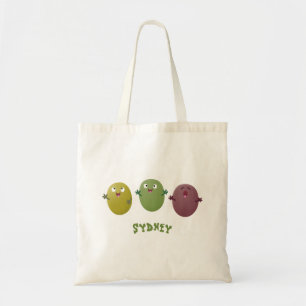 Kute happy olives die cartoon zingen tote bag