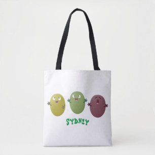 Kute happy olives die cartoon zingen tote bag