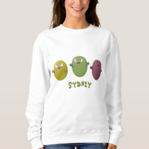 Kute happy olives die cartoon zingen trui