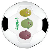 Kute happy olives die cartoon zingen voetbal (Gedraaid)