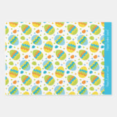 Kute Happy Paast Bunny Pattern met Kind Name Inpakpapier Vel (Voorkant 3)