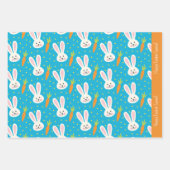 Kute Happy Paast Bunny Pattern met Kind Name Inpakpapier Vel (Voorkant)