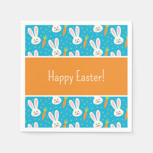 Kute Happy Paast Bunny Pattern met Text Party Servet