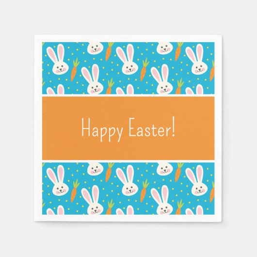 Kute Happy Paast Bunny Pattern met Text Party Servet (Voorkant)