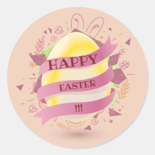 Kute Happy Paast - Roze Classic Round Sticker