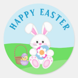 Kute Happy Paaster Bunny Easter Eggs Ronde Sticker