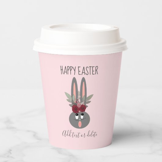 Kute Happy Paaster Pink Bunny Custom Papieren Bekers (Voorkant)