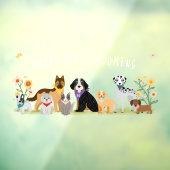 Kute Happy Pet Family Pet Care, Grooming Business Raamsticker (Vel 3)