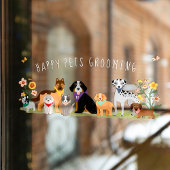 Kute Happy Pet Family Pet Care, Grooming Business Raamsticker