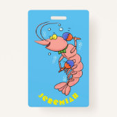 Kute happy shrimp, garnaal cartoon badge (Achterkant)