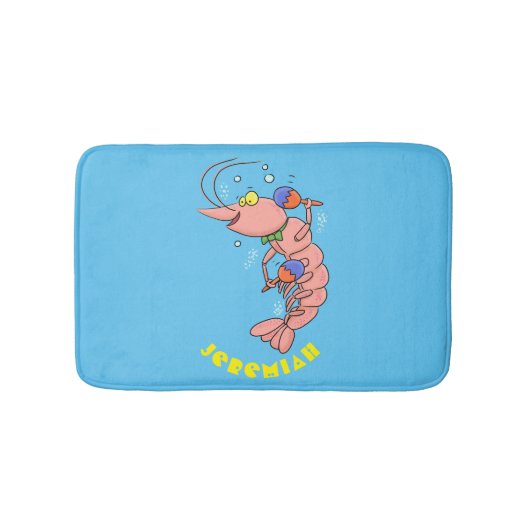 Kute happy shrimp, garnaal cartoon badmat (Voorkant)
