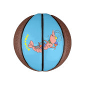 Kute happy shrimp, garnaal cartoon basketbal (Verticaal)