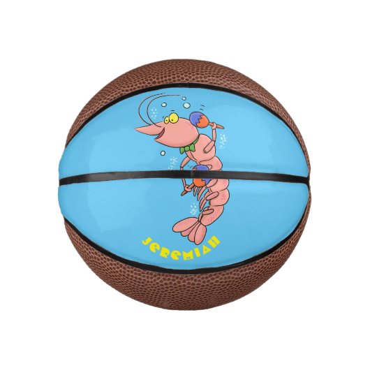Kute happy shrimp, garnaal cartoon basketbal (Voorkant)