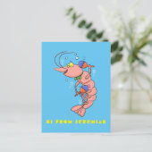 Kute happy shrimp, garnaal cartoon briefkaart (Staand voorkant)