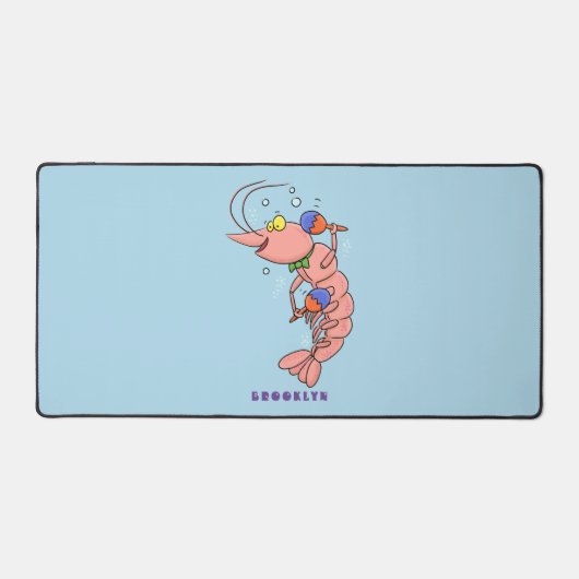 Kute happy shrimp, garnaal cartoon bureaumat (Voorkant)