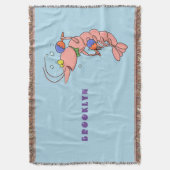 Kute happy shrimp, garnaal cartoon deken (Voorkant Verticaal)