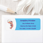 Kute happy shrimp, garnaal cartoon etiket (Insitu)