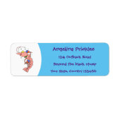 Kute happy shrimp, garnaal cartoon etiket (Voorkant)