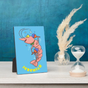 Kute happy shrimp, garnaal cartoon fotoplaat