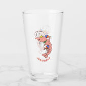 Kute happy shrimp, garnaal cartoon glas (Achterkant)