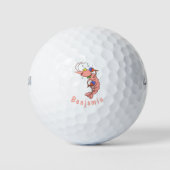 Kute happy shrimp, garnaal cartoon golfballen (Voorkant)