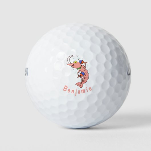 Kute happy shrimp, garnaal cartoon golfballen (Voorkant)