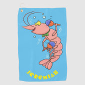 Kute happy shrimp, garnaal cartoon golfhanddoek (Voorkant)