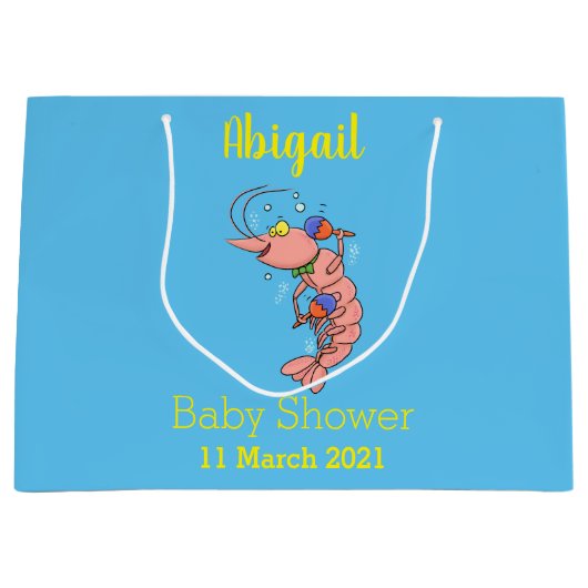 Kute happy shrimp, garnaal cartoon groot cadeauzakje (Voorkant)