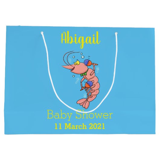 Kute happy shrimp, garnaal cartoon groot cadeauzakje (Achterkant)