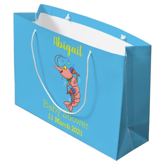 Kute happy shrimp, garnaal cartoon groot cadeauzakje (Achterkant Gekanteld)