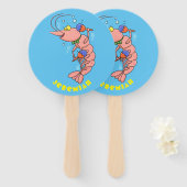 Kute happy shrimp, garnaal cartoon handwaaier