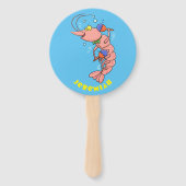 Kute happy shrimp, garnaal cartoon handwaaier (Voorkant)