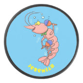 Kute happy shrimp, garnaal cartoon hockey puck (Voorkant)