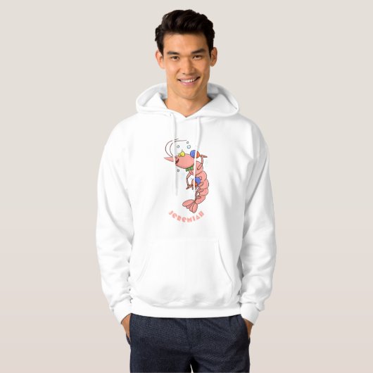 Kute happy shrimp, garnaal cartoon hoodie (Voorkant volledig)