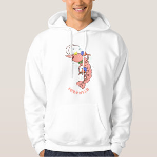Kute happy shrimp, garnaal cartoon hoodie