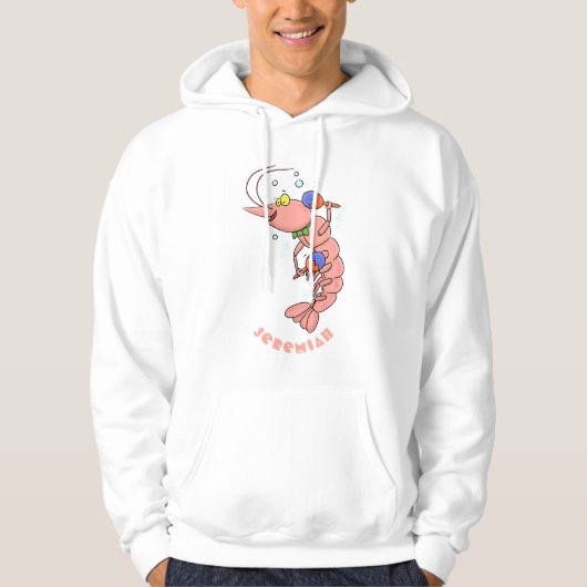 Kute happy shrimp, garnaal cartoon hoodie (Voorkant)