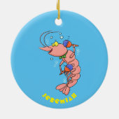 Kute happy shrimp, garnaal cartoon keramisch ornament (Achterkant)