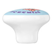 Kute happy shrimp, garnaal cartoon keramische knop (Zijkant)