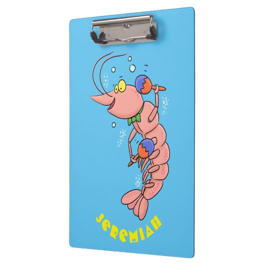 Kute happy shrimp, garnaal cartoon klembord (Links)